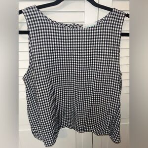 Cynthia Rowley Navy and White Gingham Tank Top